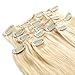 Blonde Hair Extensions, Grammy 22 Inch 7pcs Remy Clips in Human Hair Extensions 70g with Clips for Highlight(#613 Bleach Blonde)