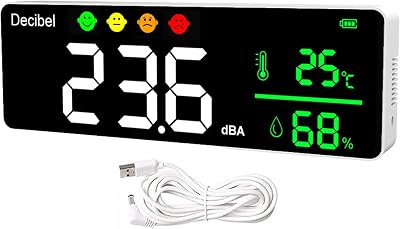 GOYERRNES Digital Decibel Meter LED Noise Temp Humidity Detector 30-130dB