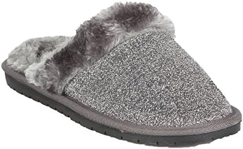 Hounds Women's Frosted Memory Foam Scuffs Slippers Silver Size 7-8