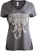 Elephant Aesthetic | Ornate Stylized Line Art Yoga V-Neck T-Shirt for Women primary