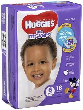 Huggies Little Movers Diapers, Jumbo Pack Size 6 (Over 35 lb) 18 Count -Pack of 2