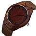 Zeiger Mens Wooden Bamboo Watch with Crazy Horse Leather Strap Quartz Analog Casual Vintage Watches Wood ( Wal Walnut)