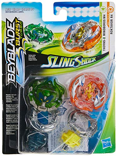 Beyblade Burst Turbo Slingshock Dual Pack Roktavor R4, Thorns-X Minoboros M4