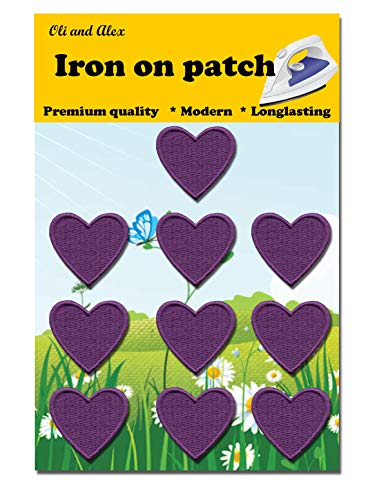 Iron On Patches - Purple Heart Patch 10 pcs Iron On Patch Embroidered Applique 1.26 x 1.18 inches (3.2 x 3 cm) A-121