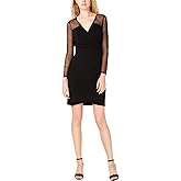 INC Womens Illusion Surplice Sheath Dress Black M
