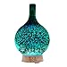 ComfortCome 100ml 3D Aromatherapy Essential Oil Diffuser, Cool Mist Humidifier with Changing Starburst LED Lights, Lead Free Glass, Wood Base, Waterless Shut Off