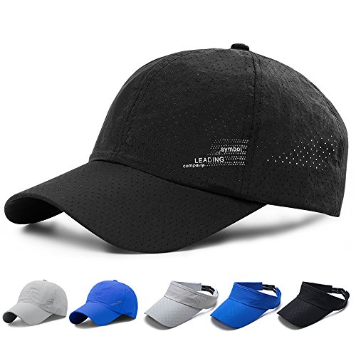SHANLIANG Quick Dry Sports Hat Lightweight Breathable Soft Outdoor Run Cap(Black)