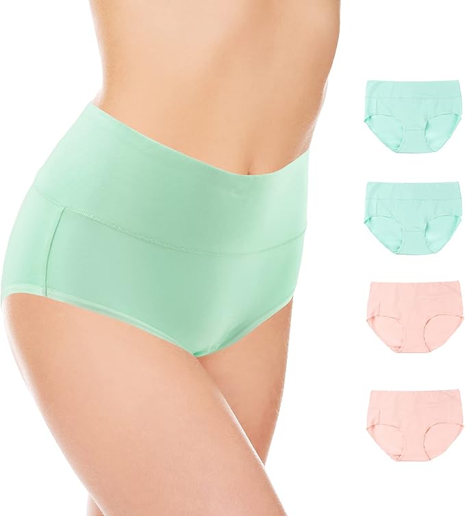 Women's Cotton Stretch Underwear Soft Mid Low Waisted Briefs Ladies