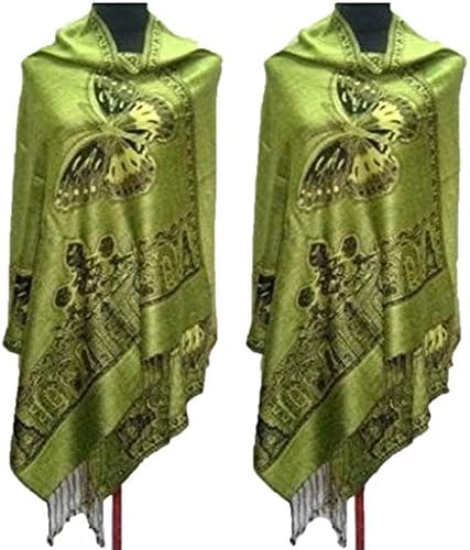 Women's Double-Side Butterfly Peacock Pashmina Scarf Wrap Shawl Cape
