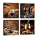 Red Wine Cups HD Modern 4 Panels Framed Wall Art Abstract Giclee Canvas Prints Artwork Contemporary Vintage Pictures Paintings on Canvas Wall Art for Kitchen Home Decorations