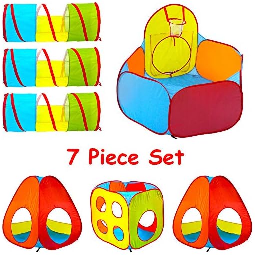 Playz 7pc Ball Pit, Play Tent and Crawl Tunnel Bundle for Kids, Gift for Toddler Boys & Girls, Best Birthday Gift for 3… - Image 3