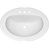 PROFLO PF20174 Rockaway 20-1/2" Oval Vitreous China Drop In Bathroom Sink with Overflow and 3 Faucet Holes at 4" Centers - Wh