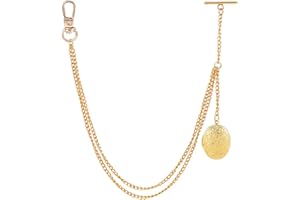 PH PandaHall 9.44 Inch Golden Watch Chain Suit Wallet Chain Pocket Watch Vintage Style Fob T Bar Men's Pocket Link for Husban