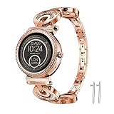 Lamshaw Quick Release Smartwatch Band for Michael Kors Access Sofie, Crystal Rhinestone Diamond Jewelled Stainless Replacement Band for MK Access Smartwatch Sofie (Diamond-Rose Gold)