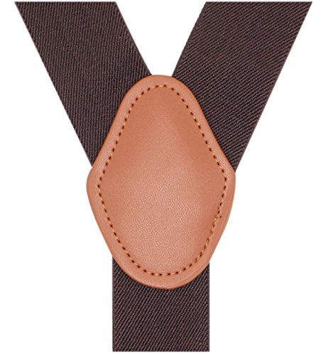 Bioterti Menâ€™s Y-Shaped Heavy Duty Suspenders â€“ 6 Metal Clips, Elastic Straps (Coffee)