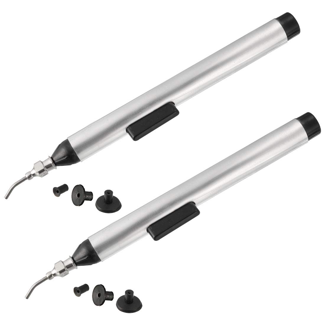 sourcing map Vacuum Pen with 3 Suction Pads Desoldering Suction Pen Solder Extraction Removal Tool White for IC Surface Mounted Devices Chip Mobile Screen Replacement 2pcs