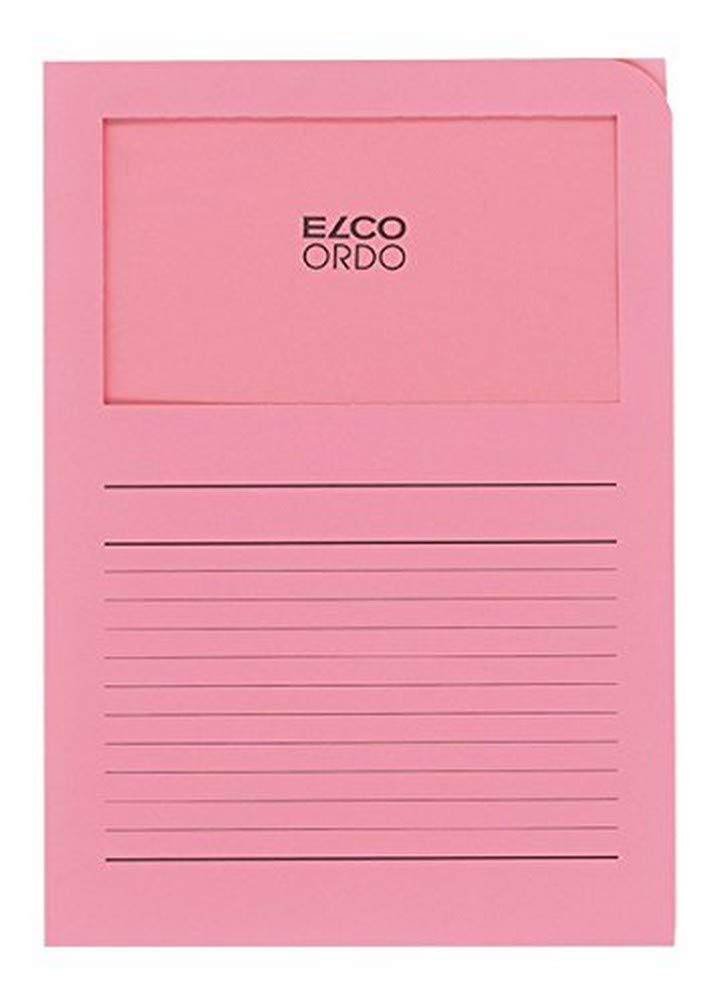 ELCO Ordo Classico 220x310 mm 120GSM Paper Folder with Printing and 180x100 mm Window (Box of 100) - Rose