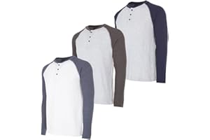 DARESAY 3 Pack: Thermal Long Sleeve Tee Shirt for Men- Henley & Crew Long Sleeve Shirts for Men – Mens Long Sleeve T Shirts