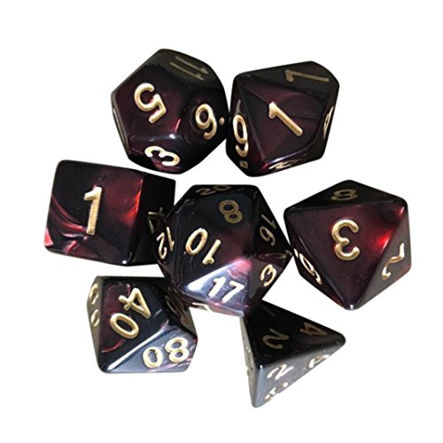 OVERMAL 7pcs/Set TRPG Game Dungeons & Dragons Polyhedral D4-D20 Multi Sided Acrylic Dice