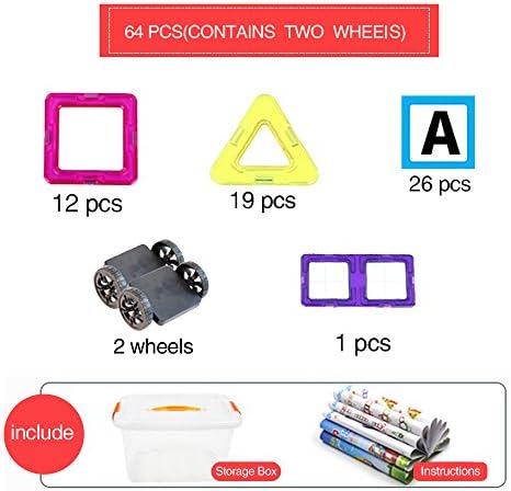 Sytone 64pcs Magnetic Blocks Constructor Plastic 3D Model kits Toy Designers for Children New Year Gift