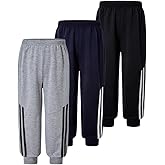Nivne Tco Toddler Boys 3-Pack Sweatpants Set Casual Side Striped Elastic Waist Loose Fitted Lounge Harem Pants