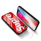 iPhone X Tempered Glass Back Case, AICase Supre Fashoin Hard Glass Back Cover Soft TPU Bumper Frame Anti-Fingerprints Anti Scratch Protective Case for Apple iPhone X/10 (Red)