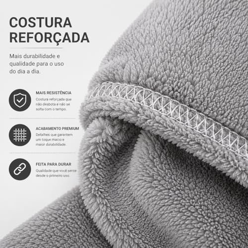 Manta Casal de Microfibra Fleece | Cobertor Macio e Quentinho, Dupla Face, 1,80m x 2,00m – Cinza