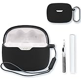 Case for JBL Tune 245NC TWS-True Wireless Earbuds,Soft Protective,BOVUGAC Silicone Case Cover with Keychain & Cleaning Kit & Lanyard for JBL Tune 245NC TWS Earbuds-Black