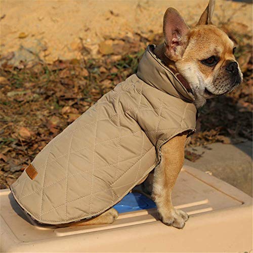 DogLemi Cozy Waterproof Windproof Reversible British Style Plaid Dog Vest Winter Coat Warm Dog Apparel for Cold Weather Dog Jacket for Double Sided Available - Brown - S - Thumbnail 5