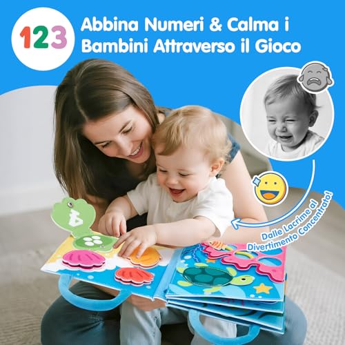 hahaland Busy Board Montessori 1 Anno - 15 in 1 Feltro Libro Montessori Interattivo Quiet Book Sensoriale Educativo - Regalo Bimbo Bimba Giochi Bambini 1 2 3 Anno