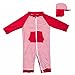 Page One Sun Protection UPF 50+ Baby/Toddler Swimwear,Unisex One Piece Long Sleeve Sunsuit With Baby Sun Hat