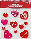 Holiday Valentines Day Decorated Hearts Gel Window Clings - 11 Piece