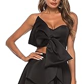 AOMEI Women's Bow Tie Tube Tops Bra Strapless Backless Crop Tank Top