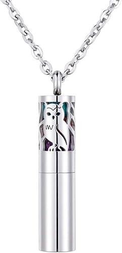 Amazon Hooami ホーアムアイ アロマペンダント ネックレス メンズ レディース ロケット カプセル ステンレス 透かしフクロウ模様 9 9x41 8mm ネックレス 通販