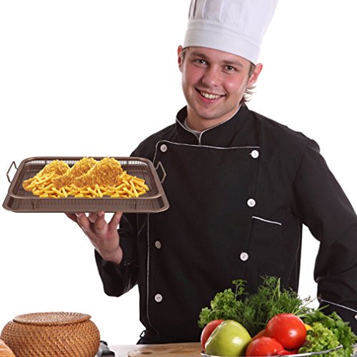 13 Inch Food Copper Crisper Oven Tray Baking Tray Non-Stick with Elevated Mesh Basket