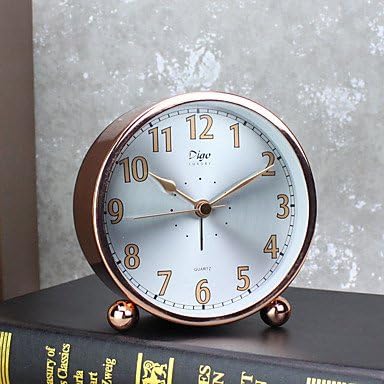 WWQY Alarm Clock with Matel Case Modern Style Silver Color Silent Movment