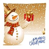 Comfortable Flannel Merry Christmas Custom Zippered Square Pillowcase 18x18 (one side) Cushion Cover Case Pillow18-898 (18, multicolor)