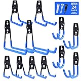 NZACE Garage Hooks Storage Utility Double Hooks, Heavy Duty for Organizing Power Tools, Ladders, Bulk items, Bikes, Ropes etc.(12 Pack)