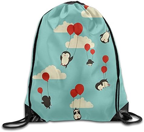 We Can Fly Penguin And Balloon Men &amp; Women Sport Gym Sack Drawstring Backpack Travel Rucksack Shoulder Bags