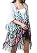 MissShorthair Women's Light Floral Print Chiffon Kimono Cardigan Coverup Blouse Tops (White)