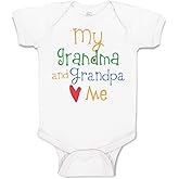Cute Rascals Baby Bodysuit My Grandpa and Grandma Loves Me Grandparents Boy & Girl Baby Clothes Cotton