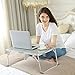 Foldable Laptop Table, Superjare Bed Desk, Breakfast Serving Bed Tray, Portable Mini Picnic Table & Ultra Lightweight, Folds in Half with Inner Storage Space – Graythumb 1