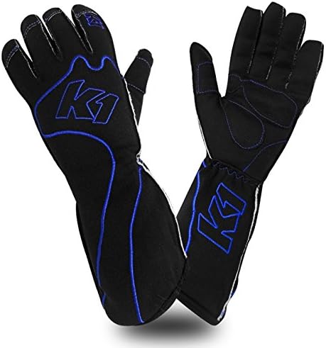 Kart Racing Gloves K1 RS1 Reverse Stitch - Blue Detail -XLarge