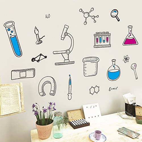 Dragon Honor DragonHonor Science laboratory & The Chemical Elements Wall Sticker Removable Waterproof Wall Decals