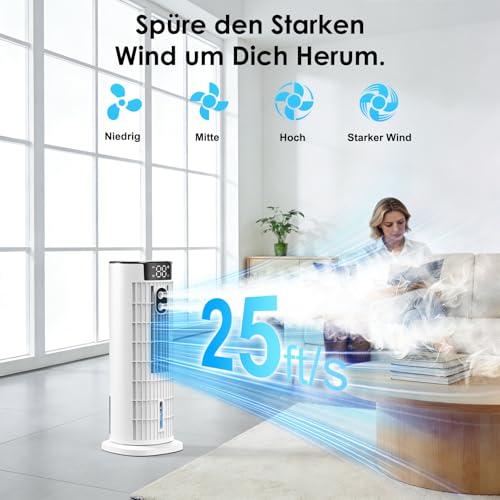Portable Air Conditioner | Dual Remote Control and Touch Control | 3 in 1 Cooling with Humidification | 800ml Tank | Strong Wind Up to 7.5m/s | Quiet and Efficient