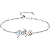 LWQQWL Sunflower/Lily of Valley/Carnation/Camellia/Daisy/Peach Blossom/Rose/Tulip Bracelet 925 Sterling Silver Birth Flower Bracelet for Women Jewelry Gifts