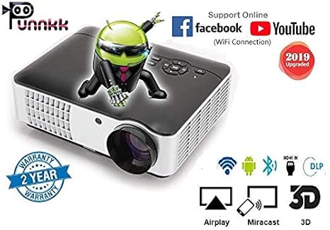 PUNNKK HD (1080p) 3500 Lumen (HDMI/USB/VGA/AV/)120 Inch Screen P9Android Black Projector