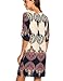 Halife Women Bohemian Neck Tie Vintage Printed Ethnic Style Summer Shift Dress Apricot,M