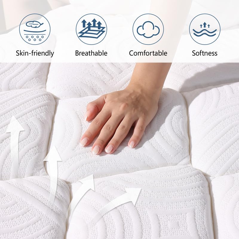 DEHIJU 12 Inch King Hybrid Memory Foam Mattress in a Box - Medium Firm, Cooling Gel, Pressure Relief, CertiPUR-US Certified