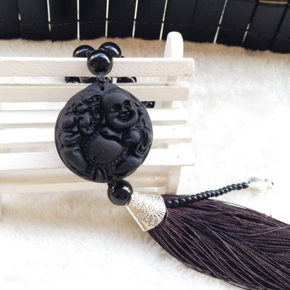 Mayanyan Simple round obsidian pendant car pendant rearview mirror ornament birthday present